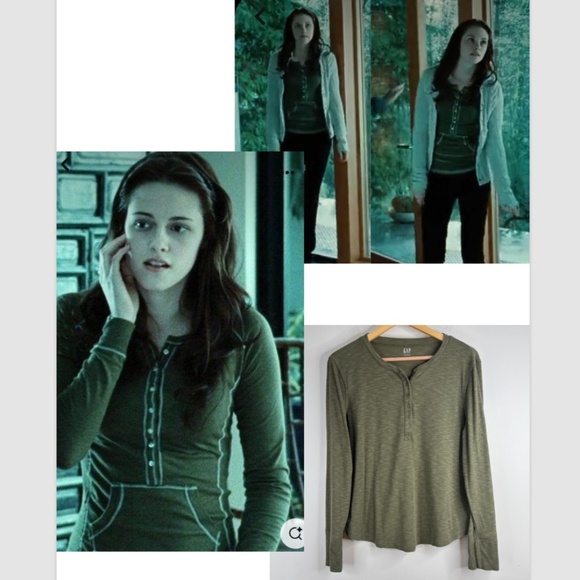 ASO Alt Bella Swan Olive Green Waffle Henley XL Twilightcore Long Sleeve Y2K Gap - Picture 11 of 11